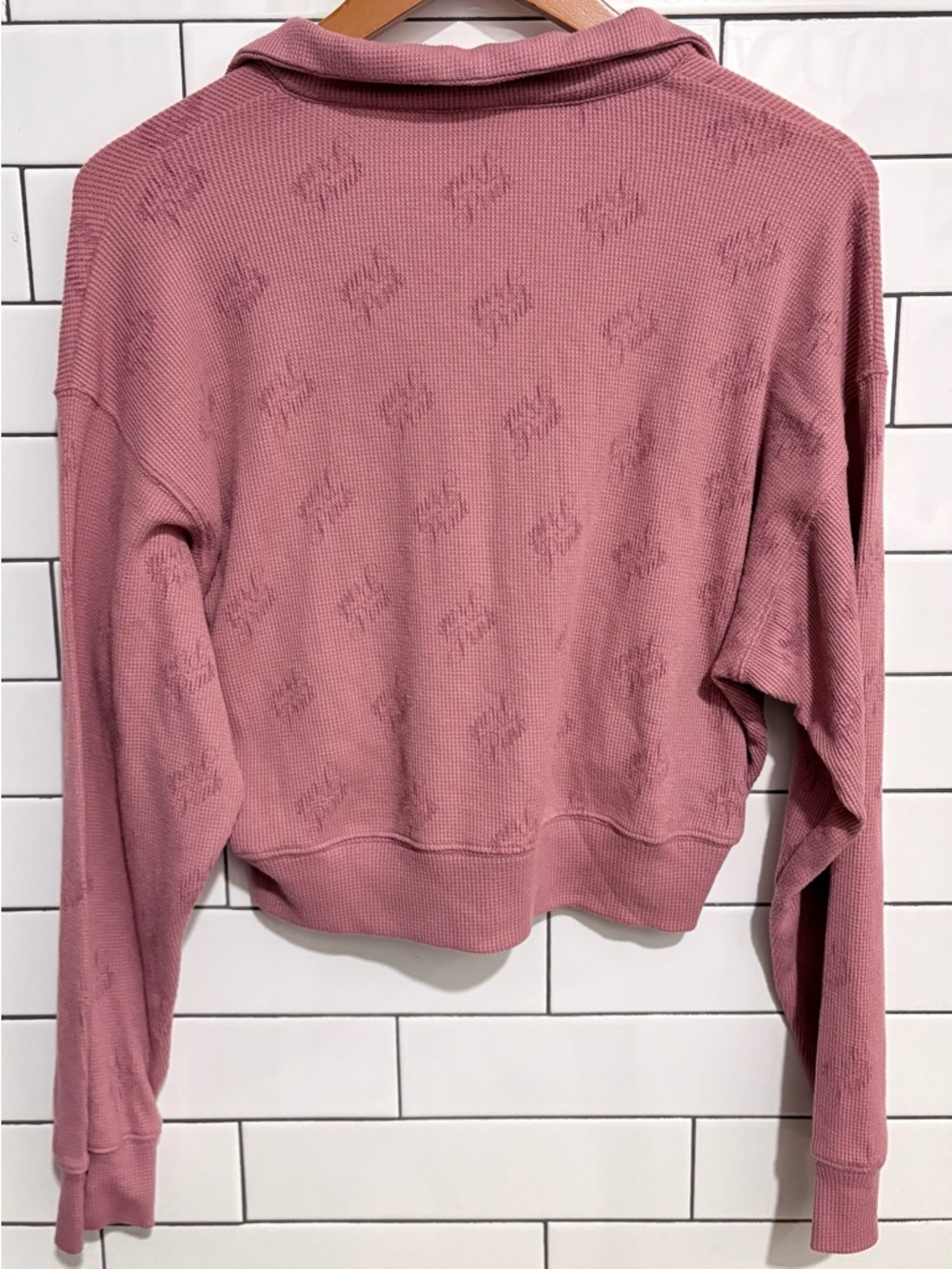 Victoria’s Secret Pink Long-Sleeve waffle knit Polo Top M - Picture 7 of 7